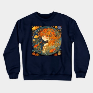 Art Nouveau Beautiful Woman Of The Waters Crewneck Sweatshirt